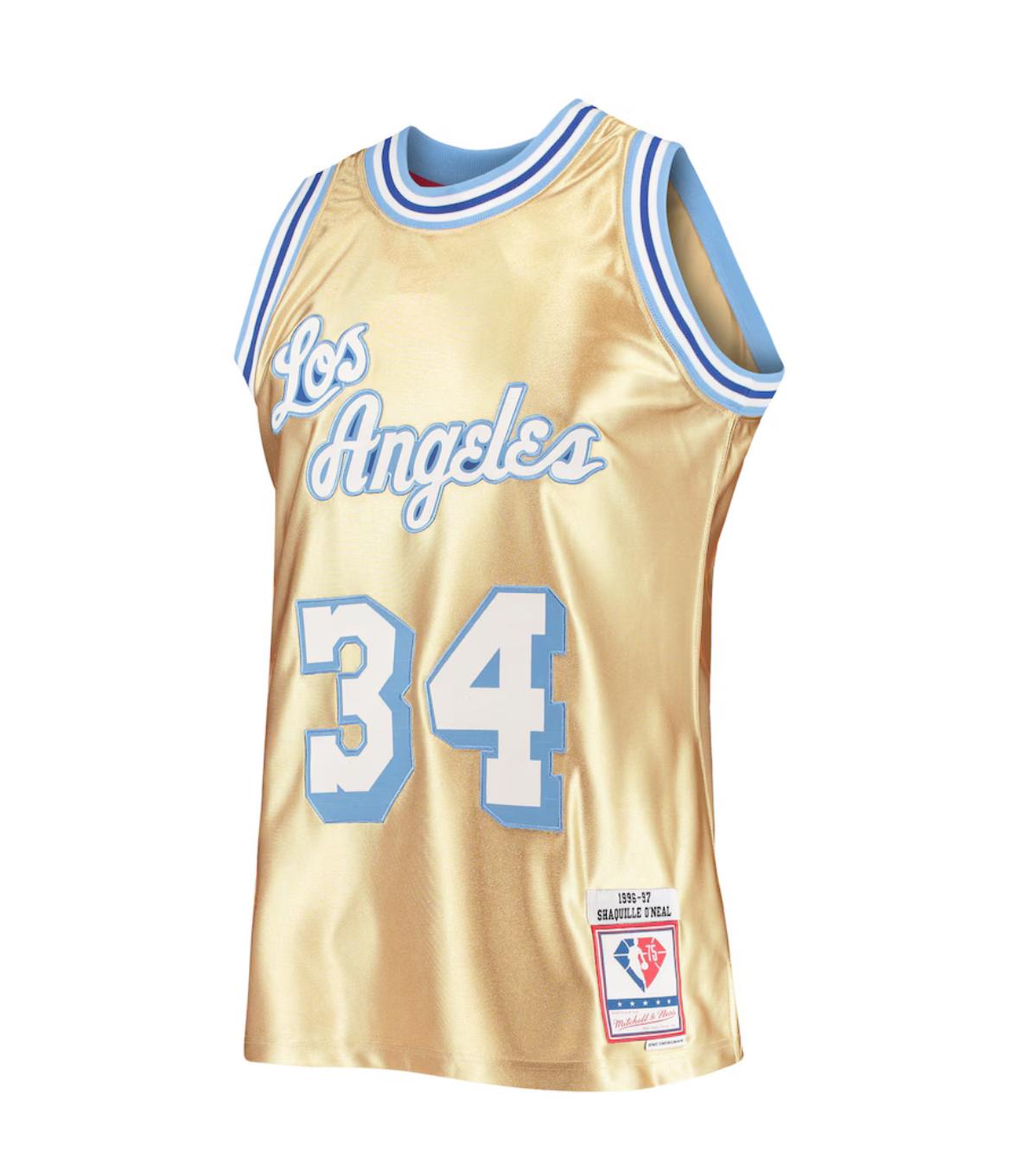Maglia da uomo Mitchell & Ness Shaquille O'Neal Gold Los Angeles Lakers