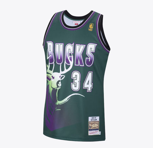 Milwaukee Bucks Ray Allen Maglia Swingman Hardwood Classics 1996-97