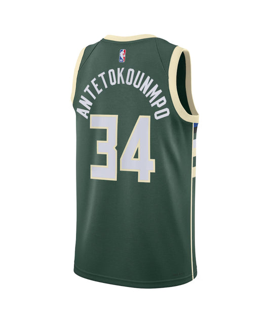 Maglia Milwaukee Bucks Nike Icon Edition Swingman - Verde Hunter - Giannis Antetokounmpo