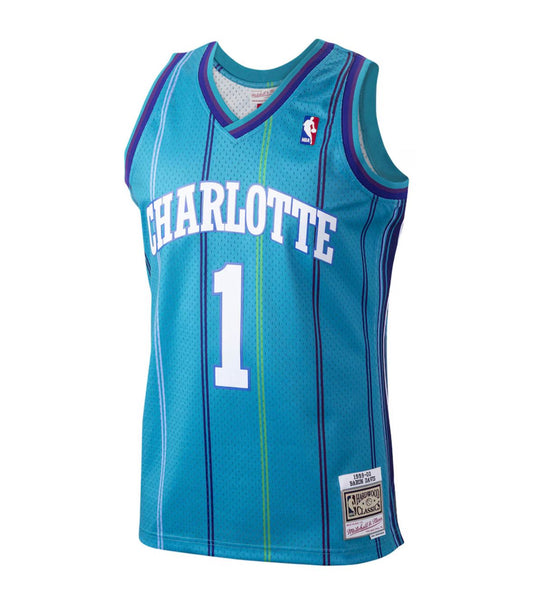Maglia Mitchell & Ness Baron Davis Teal Charlotte Hornets 1999/00 Hardwood Classics Swingman